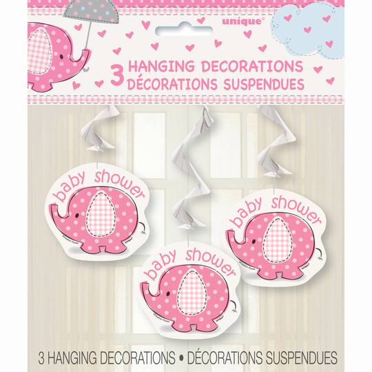 26 Hanging Pink Elephant Baby Shower Swirl Decorations 3ct 26 Hanging Pink Elephant Baby Shower Swirl Decorations 3ct
